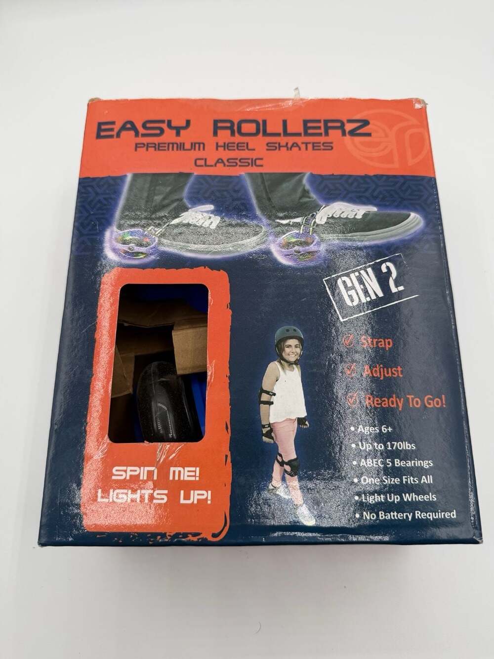 Easy Rollerz Premium Heel Skates Classic Gen 2 Blue Light-Up Wheels